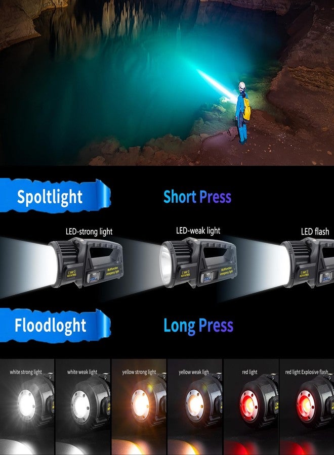 LETOUR Rechargeable Torches LED 30000 Lumens Portable Searchlight 4500mAh Multifunction Flashlight Torch Lantern 9 Modes,Type-C Solar Camping Light Searchlight Power Bank for Emergencies,Outdoor - Image 2